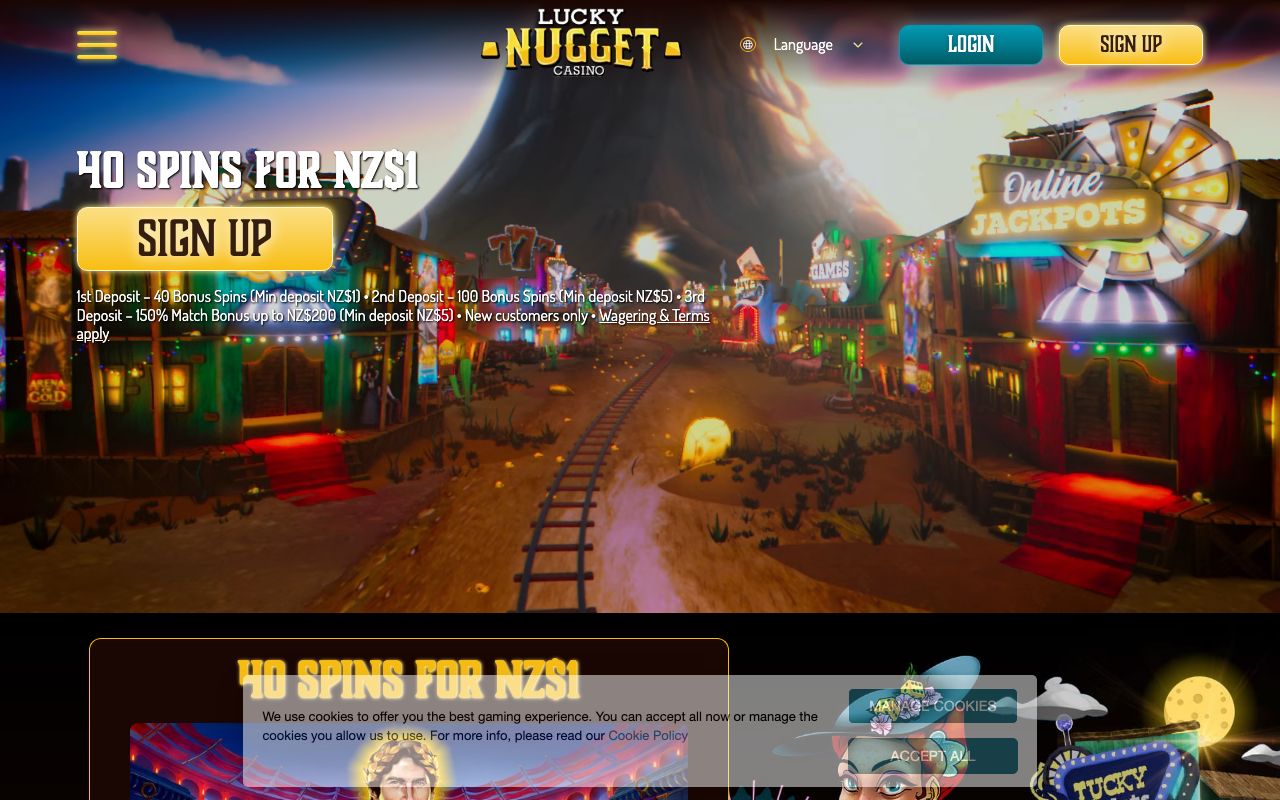 Lucky Nugget Casino homepage